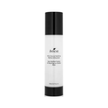Spray Matifiant Fixateur de Maquillage au Charbon Blanc, Boscia, flacon 150 ml, prix indicatif : 34,50 €