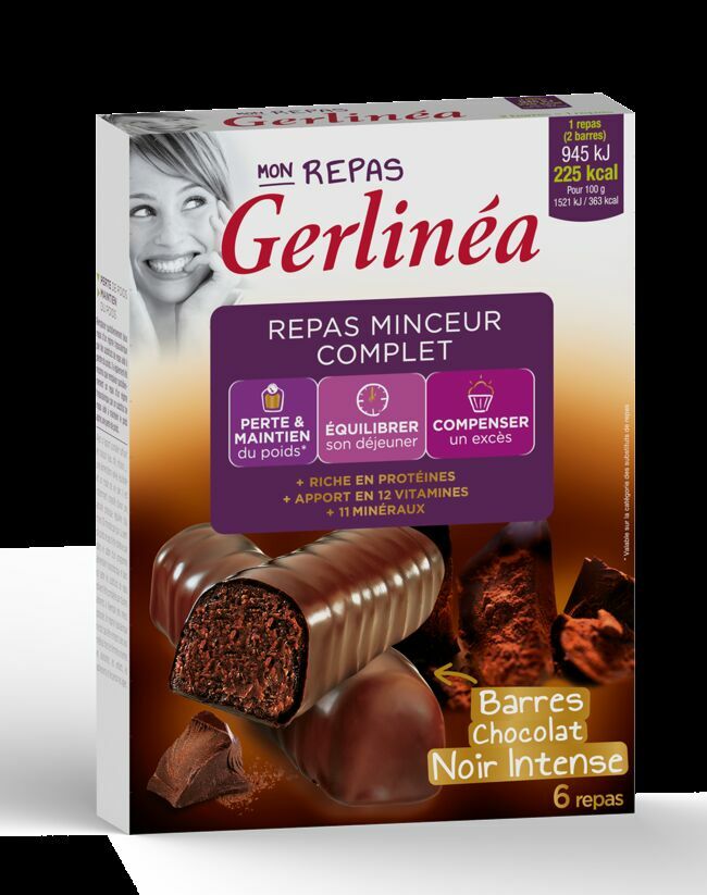 Barres Repas Minceur - Chocolat Noir Intense - Gerlinéa