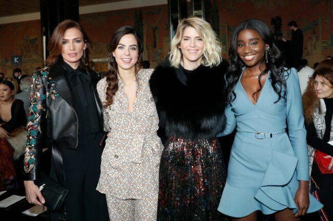 Nieves Alvarez, Anouchka Delon, Alice Taglioni et Karidja Toure au défilé Elie Saab haute couture printemps-été 2019 à Paris, le 23 janvier 2019.