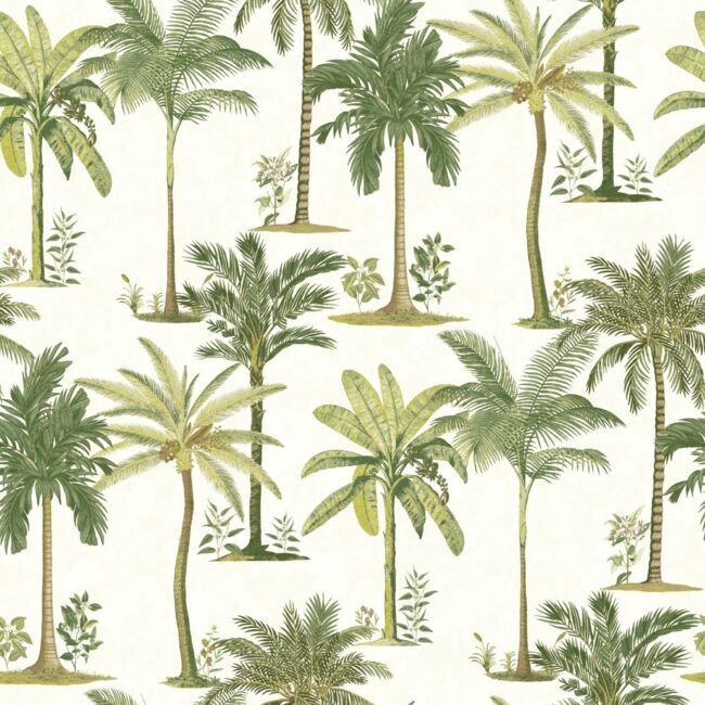 Dégradé. Intissé vinyle «Tropical Palmiers », L. 53 cm, Leroy Merlin, 24,90 € le rouleau.