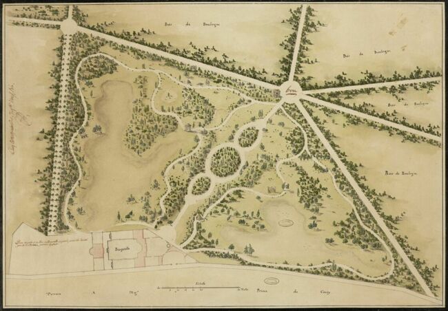 Plan du parc de Bagatelle par Thomas Blaikie.