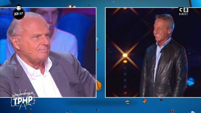 Gérard Louvin, surpris par son compagnon, Daniel Moyne, dans "Les 35h de Baba" le 13 octobre 2016 sur C8.
