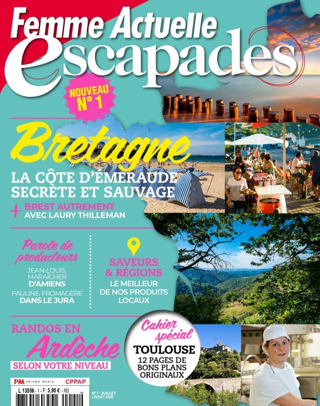 Le nouveau magazine Femme Actuelle Escapades n°1, en kiosque dès le 19 juillet 2021 au prix de 3,95 €.