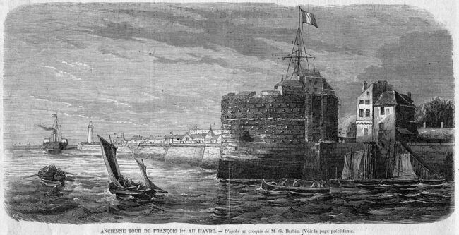Tour François Ier au Havre, détruite en 1861 (gravure dans L'Illustration, 1862).