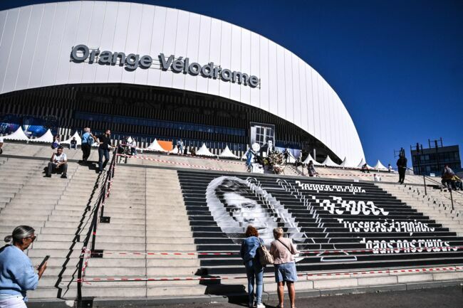 Hommage à Bernard Tapie au stade Vélodrome de Marseille, jeudi 7 octobre 2021.
