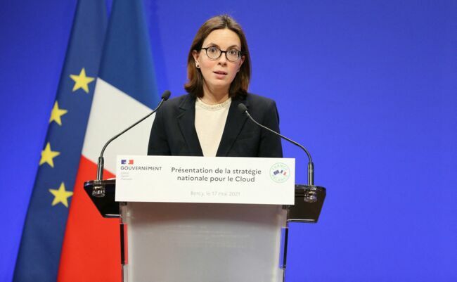 Amélie de Montchalin, Ministre de la Transformation et de la Fonction publique, lors de la présentation de la stratégie nationale pour le Cloud à Paris le 17 mai 2021