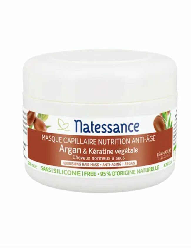 Natessance - Masque capillaire Argan et Kératine végétale - disponible sur Léa Nature, 17,60€ (200ml)
