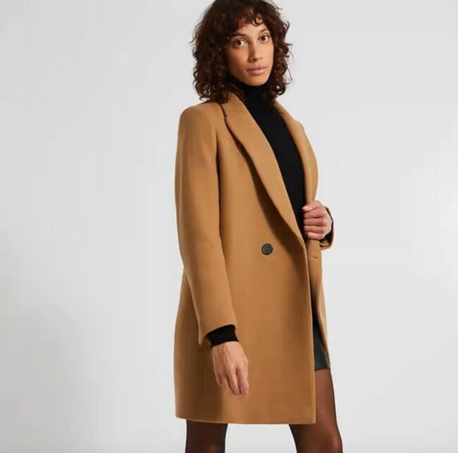 Monoprix - Manteau croisé contenant de la laine beige - 84,49€