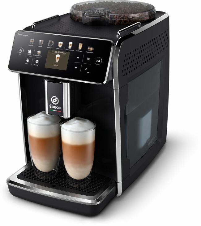 Expresso broyeur, 14 boissons, 4 profils utilisateurs, fonction "CoffeeEqualizer" pour personnaliser, "GranAroma SM6580", 699,99€, Saeco.