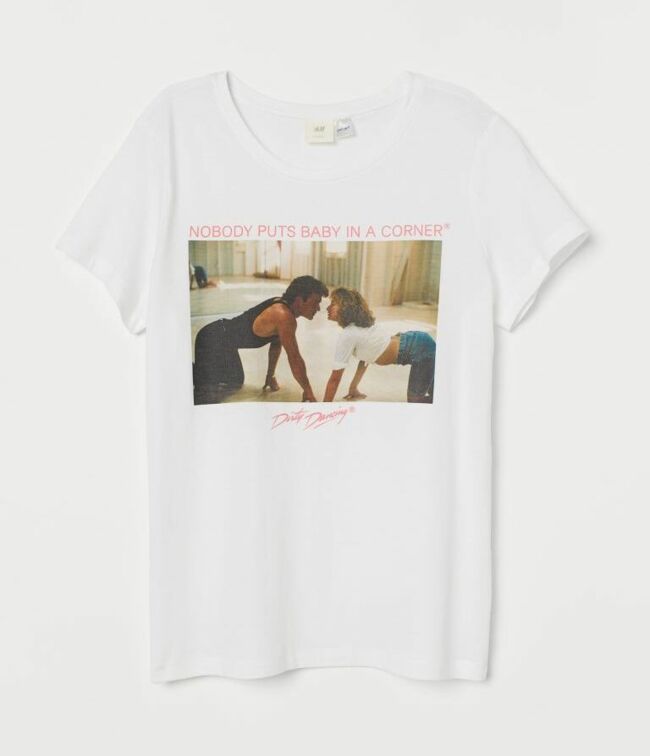 T-shirt blanc avec motif Dirty Dancing, H&M, 12,99 €.