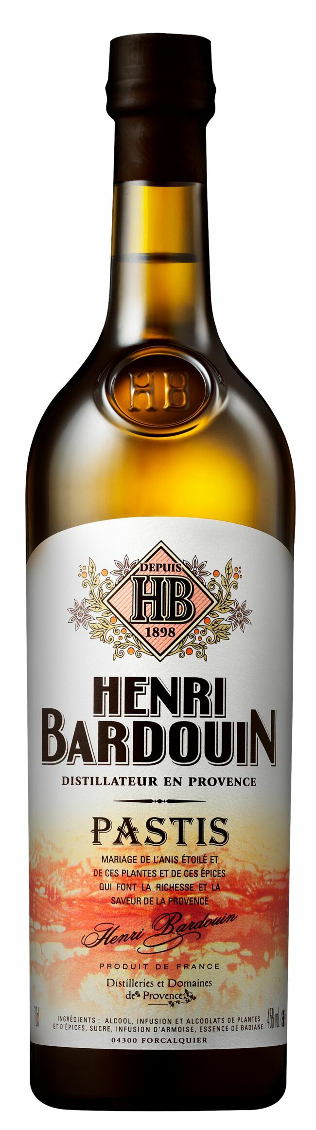 Pastis Henri Bardouin Grand Cru, Distilleries et Domaines de Provence, 24,10 € la bouteille de 70 cl.