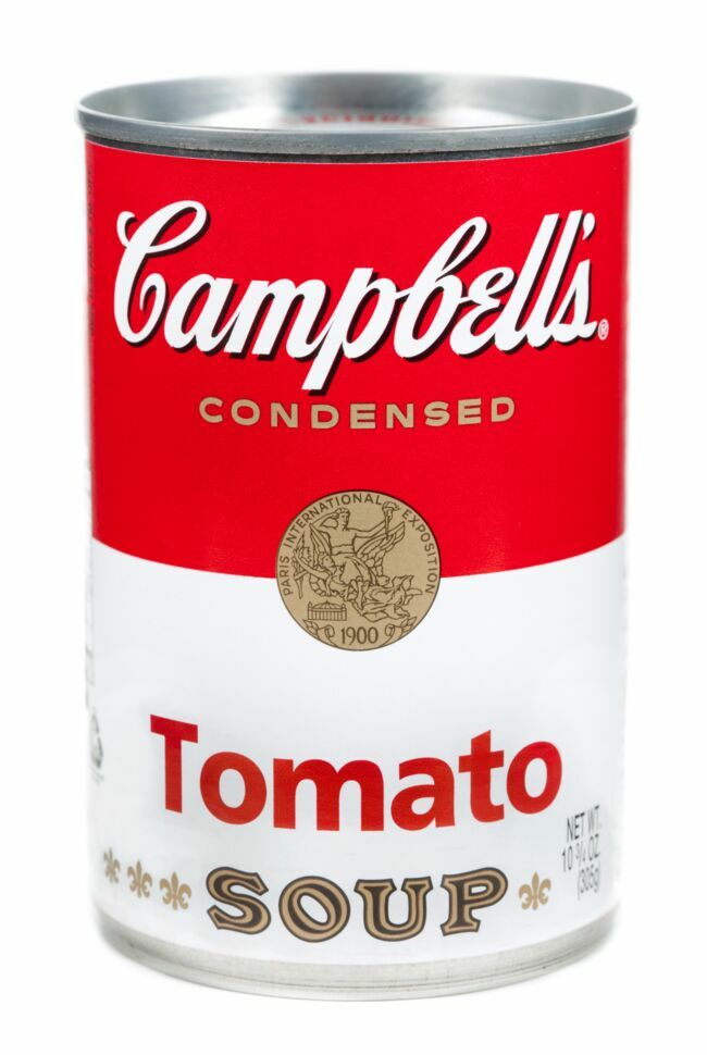 Une boîte de soupe de la marque Campbell.