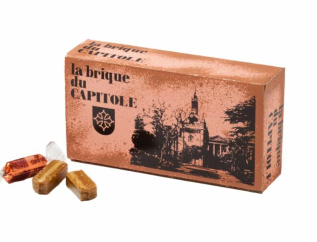 Brique du Capitole, Chocolaterie-confiserie Nougalet, 13,90 € la boîte de 300 g.