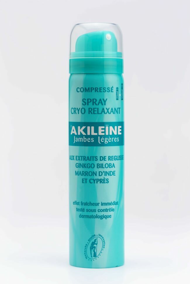 Spray cryo-relaxant, Akileïne, 13,20 euros.