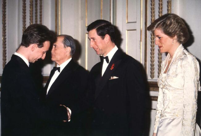Stéphane Bern avec le prince Charles et la princesse Diana, en 1988