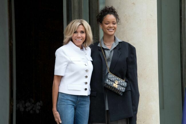 Brigitte Macron et Rihanna à l'Élysée, en 2017