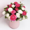 Bouquet renoncules roses - Aquarelle