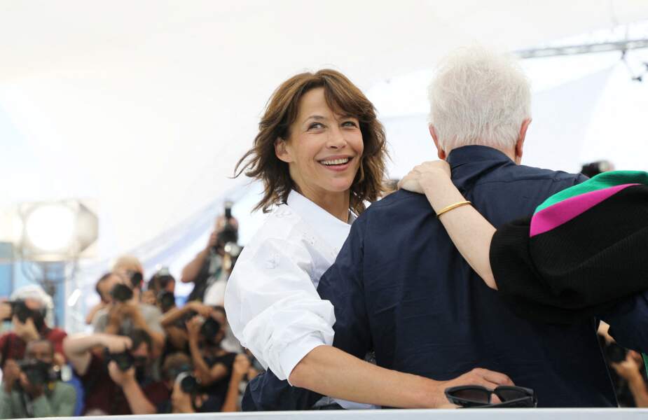 Sophie Marceau au photocall du film "Tout s'est bien passé", lors du 74e festival international du film de Cannes, le 8 juillet 2021.