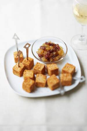 Bonbons de foie gras et chutney d’ananas