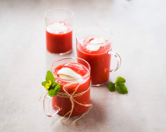 Soupe de fraise à la menthe au Thermomix