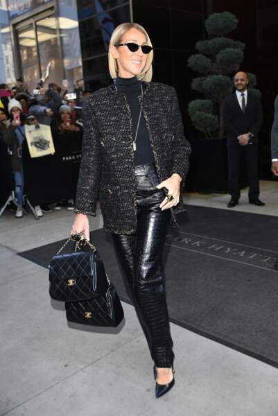 Céline Dion en total look noir très sobre 