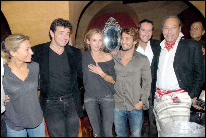 Anne-Sophie Lapix, Patrick Bruel, Claire Keim, Bixente Lizarazu et Xavier Brunet à la soirée Moët et Chandon, chez Castel, le 27 septembre 2007.