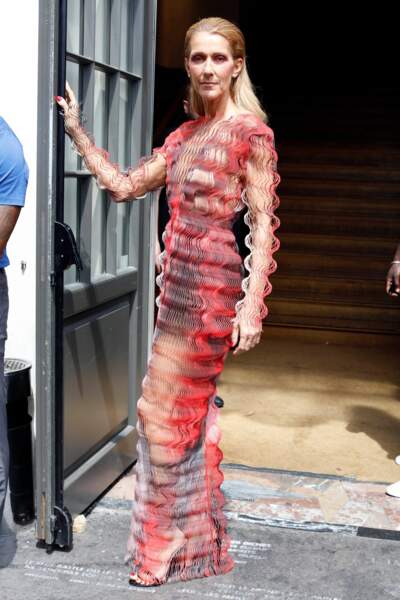 Céline Dion en robe d'organza plissé