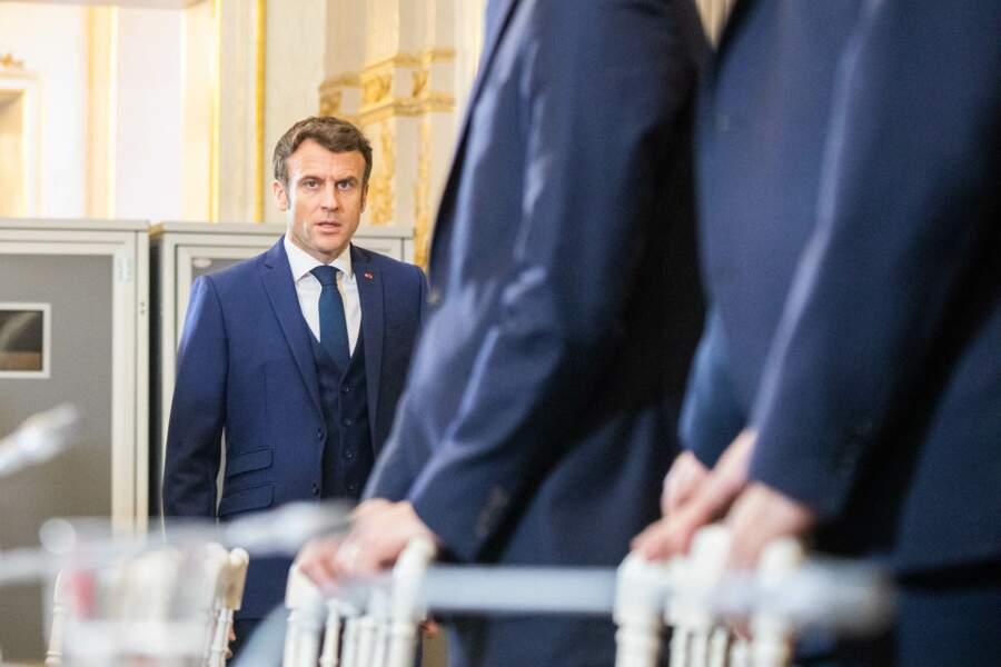 Conseil de défense sur la situation de l'Ukraine au palais de l'Elysée, à Paris, le 28 février 2022.