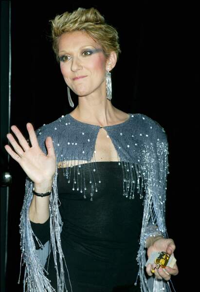 Céline Dion : 26 mars 2003 lors d'une conférence de presse pour son spectacle "A new day" à Las Vegas.