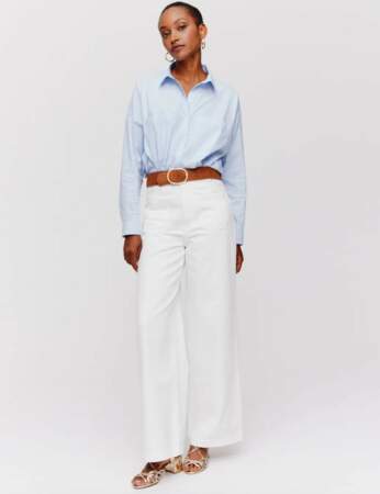 Jean jupe-culotte : blanc