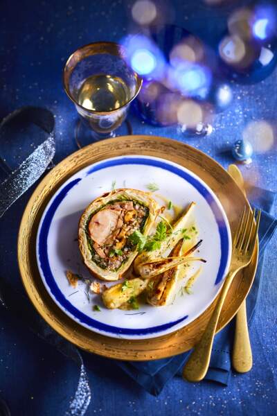 Koulibiac de homard et foie gras, panais rôtis