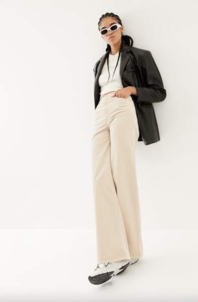 Soldes H&M : pantalon large en velours