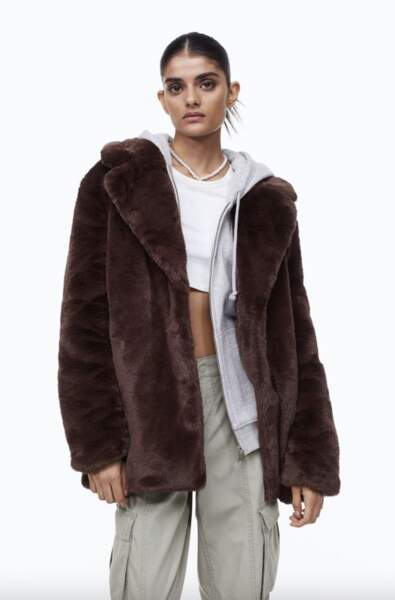 Soldes H&M : manteau fausse fourrure 