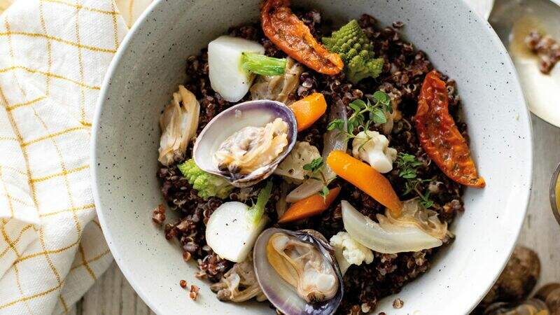 Salade de quinoa, légumes et palourdes