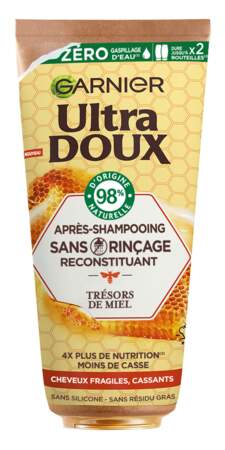 Le meilleur soin cheveux côté green : Après shampooing sans rinçage Trésors de Miel, Ultra Doux Garnier