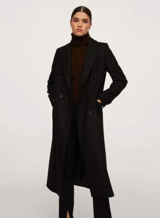 Le manteau noir en laine 