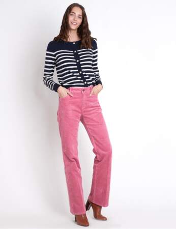 Pantalon tendance : en velours rose