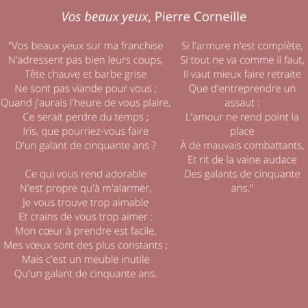 "Vos beaux yeux", Pierre Corneille (XVIIe siècle)