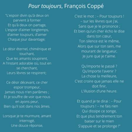 "Pour toujours", extrait du recueil "Le cahier rouge", François Coppé (1892)