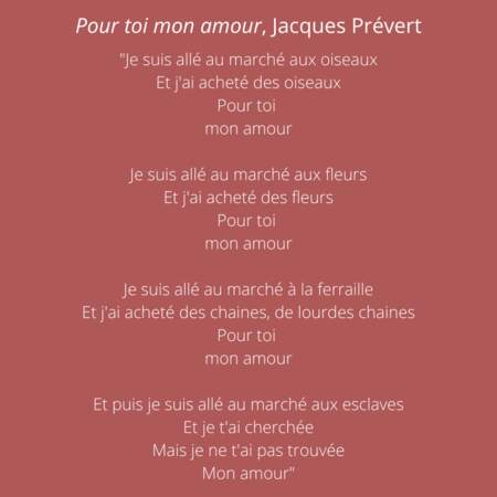 "Pour toi mon amour", extrait du recueil "Paroles", Jacques Prévert (1945)