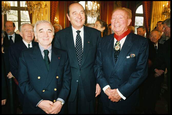 Charles Aznavour, Jacques Chirac et Charles Trenet (1998)