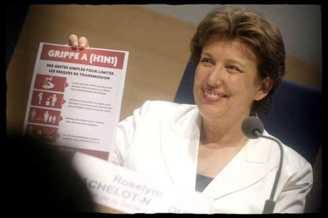 Roselyne Bachelot présente la nouvelle campagne contre la grippe H1N1, le 24 août 2009