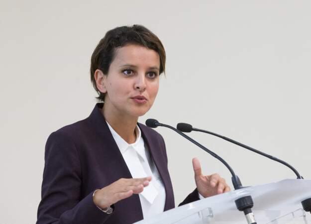 Najat Vallaud-Belkacem, ministre de l'Éducation nationale et de l'Enseignement supérieur,  participe à la visite inaugurale de Lyon Sud, extension de la faculté de médecine et de maïeutique, à Lyon, le 10 Octobre 2014.  