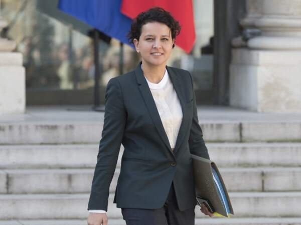 Najat Vallaud-Belkacem sortant du conseil des ministres, au palais de l'Elysée, le 30 mars 2017. 