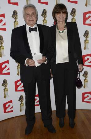 Michel Sardou et sa femme Anne-Marie Périer à la 26e nuit des Molières, aux Folies Bergère, à Paris, le 2 juin 2014.