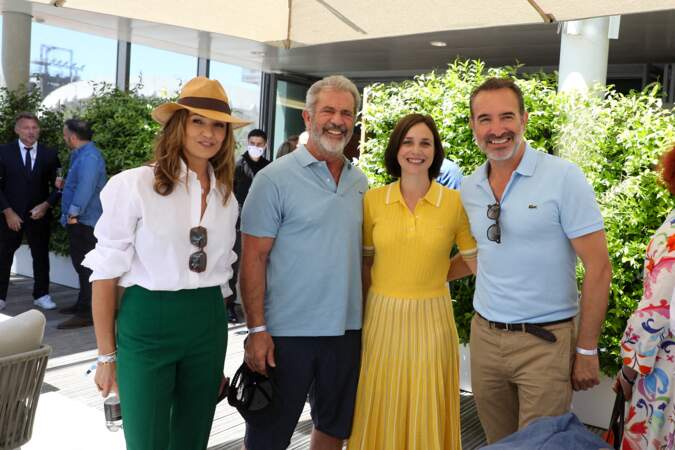 Nadia Farès, Mel Gibson, Jean Dujardin et sa femme Nathalie Péchalat à Roland-Garros