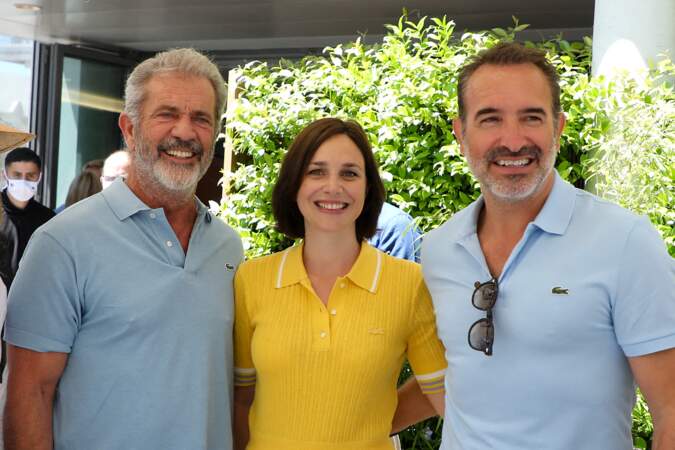 Mel Gibson, Nathalie Péchalat et Jean Dujardin à Roland-Garros