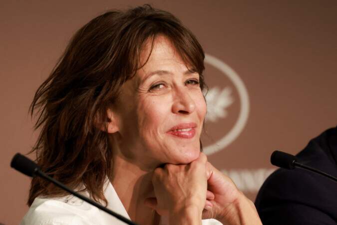 Sophie Marceau lors de la Conférence de presse du film "Tout s'est bien passé", lors du 74e festival international du film de Cannes, le 8 juillet 2021.