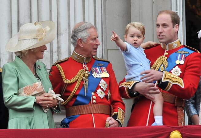 La famille royale d'Angleterre au balcon lors de la "Trooping the Colour Ceremony", au palais de Buckingham, à Londres, le 13 juin 2015 qui célèbre l'anniversaire officiel de la reine.