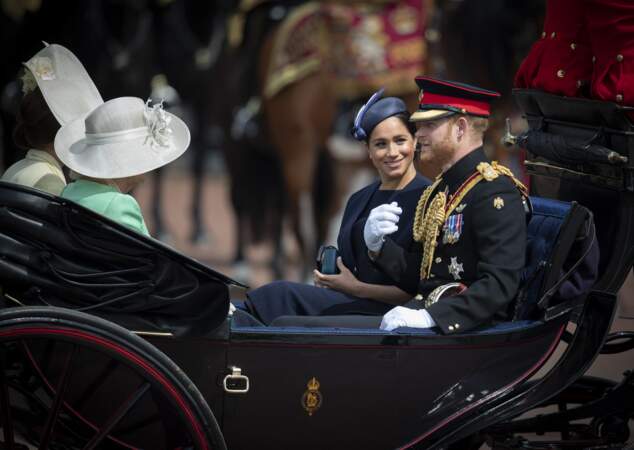 Les sorties officielles reprennent. Pour la première apparition publique de la duchesse, depuis la naissance de son fils Archie, Meghan Markle se montre lors de la parade "Trooping the Colour" 2019, célébrant le 93ème anniversaire de la reine Elisabeth II, le 8 juin 2019... 